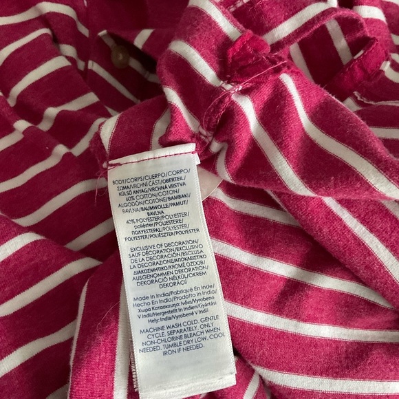 Chaps Pink and White Polo Shirt with Classic Stripes - Picture 4 of 4